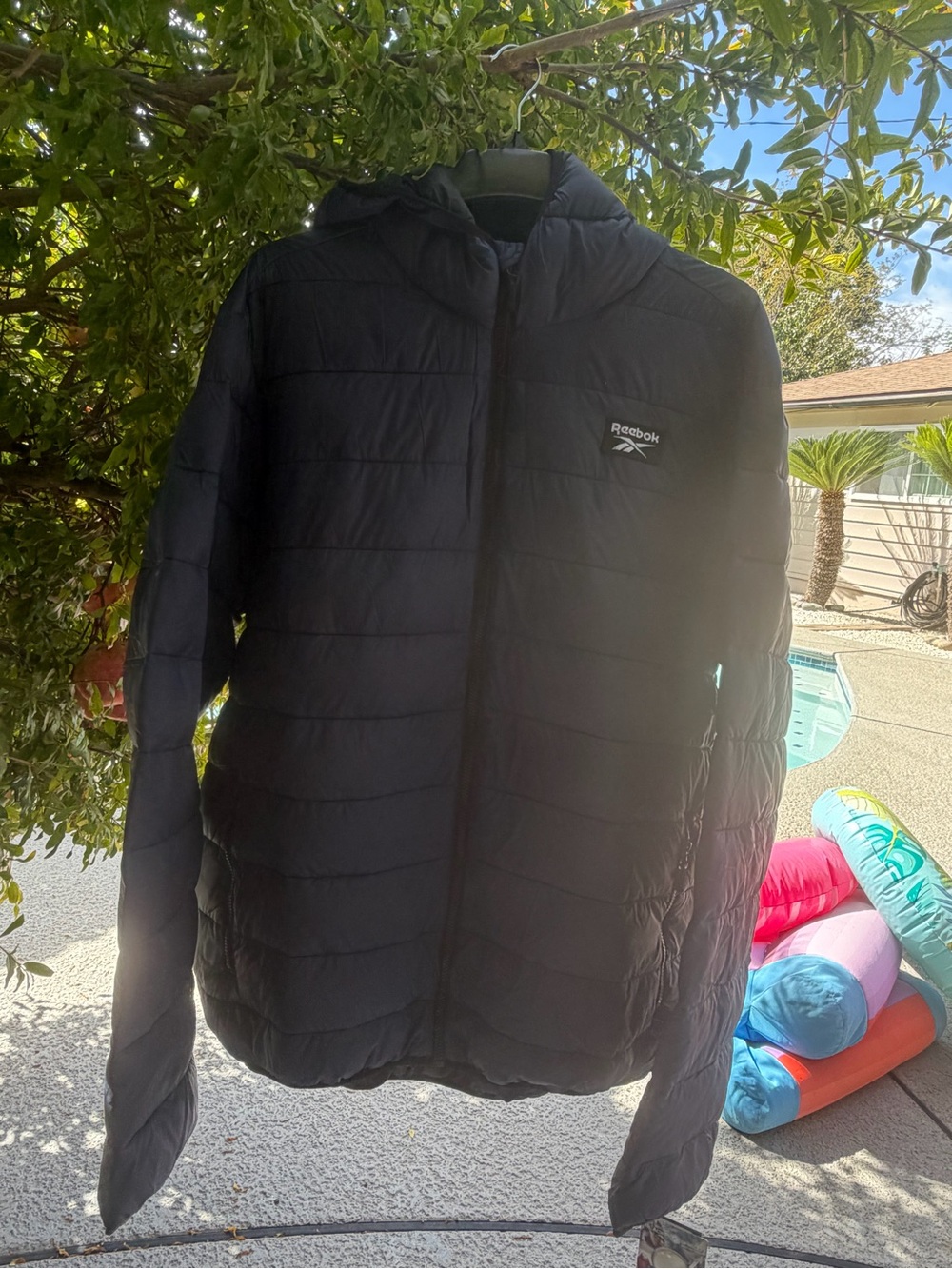 NWT Reebok navy blue Hooded Quilted Puffer Jacket